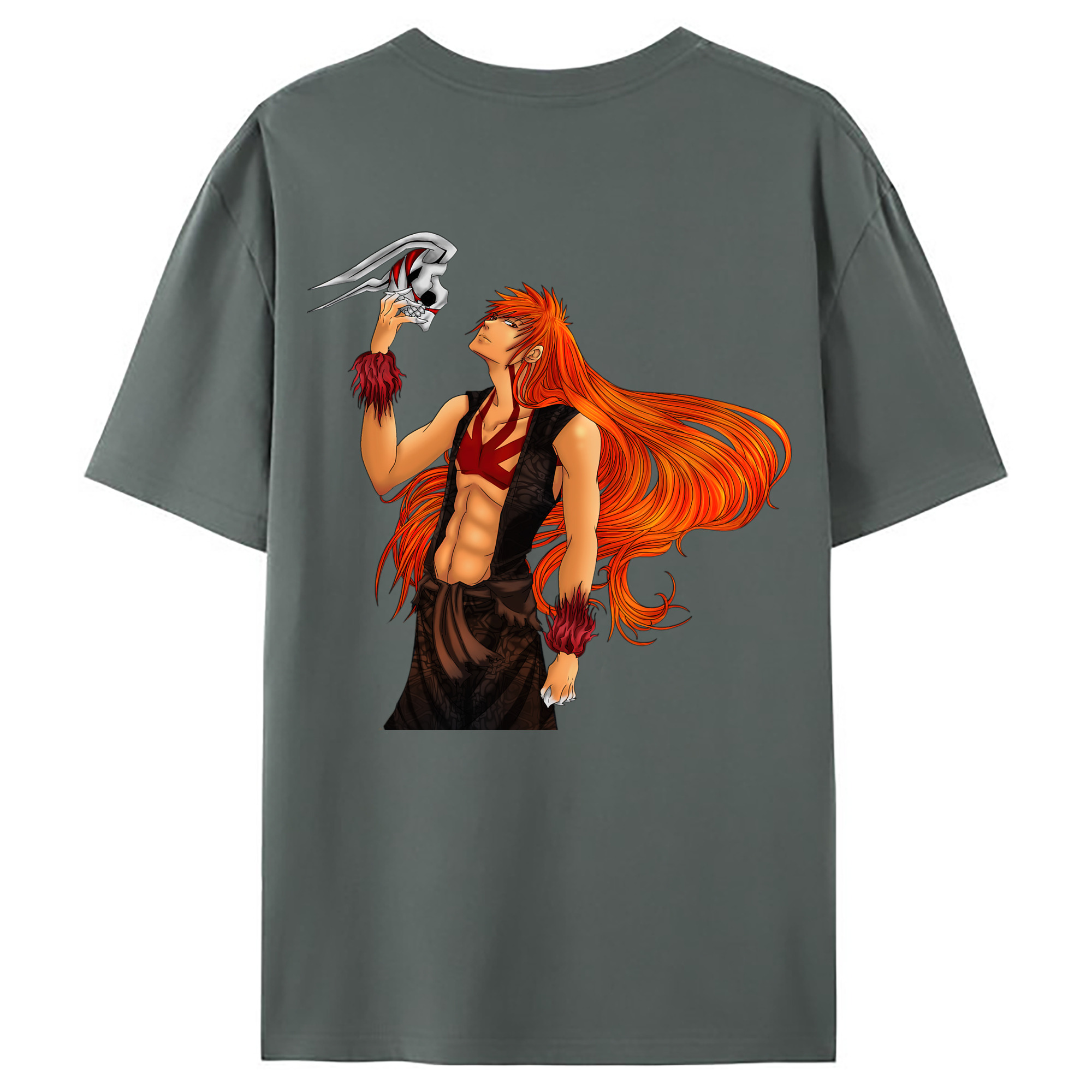（画像用） ブリーチ 黒崎一護（くろさき いちご）BLEACH Kurosaki Ichigo 綿100％ メンズ半袖Tシャツ（バックプリント） 通気性